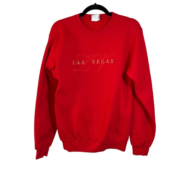 Santee Vintage Made in the USA Las Vegas Red Crew Neck Sweatshirt Size Small - Picture 1 of 4